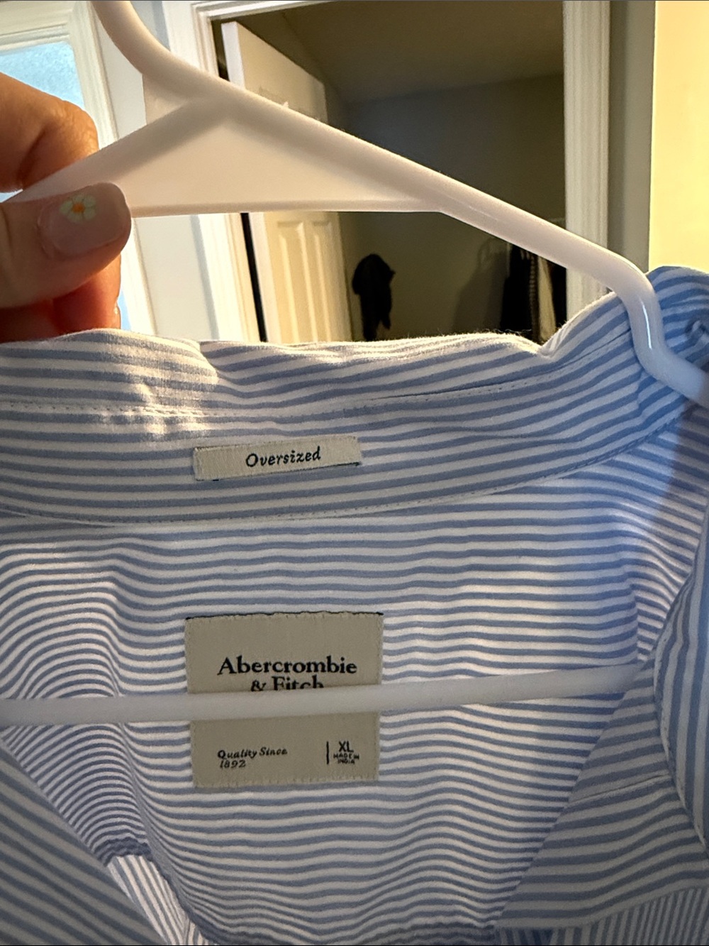 Abercrombie & Fitch Blue and White Vertical Stripe Shirt - Picture 2 of 2